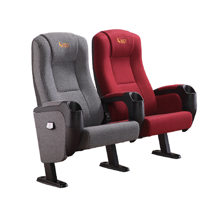 Auditorium Fixed Back Fabric Theater Seating with Cup Holder